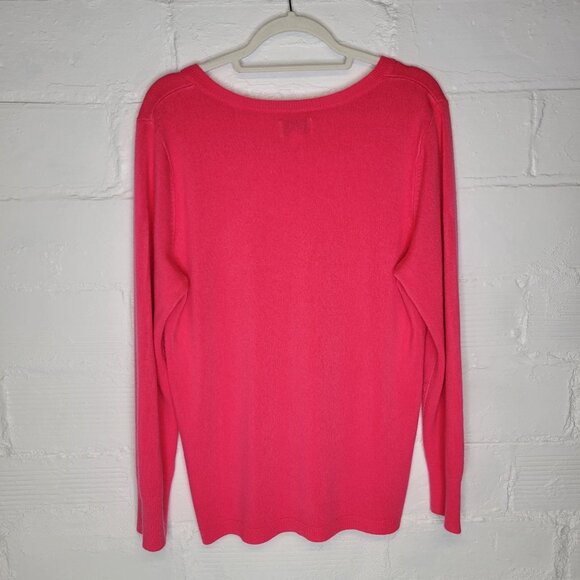 Croft & Barrow Women's XL Pullover Sweater V Neck Pink - Picture 2 of 4